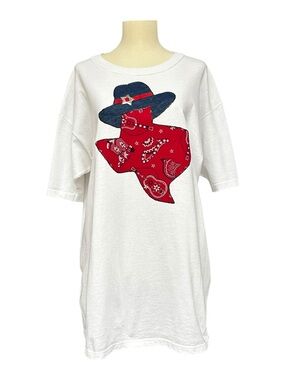 Vintage Texas Bandana Graphic Tee Western Hat Concho Accent, Size Large